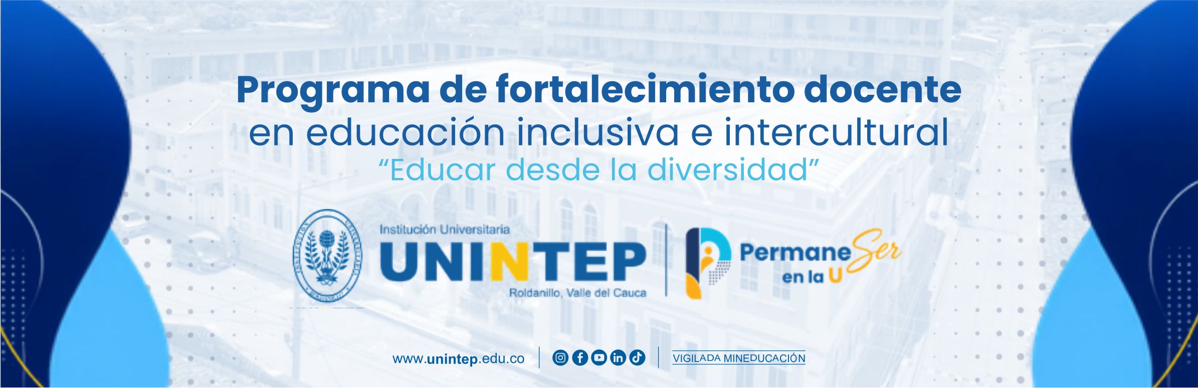 Baner programa de fortalecimiento en educación inclusiva e intercultural. "Educar desde la diversidad".